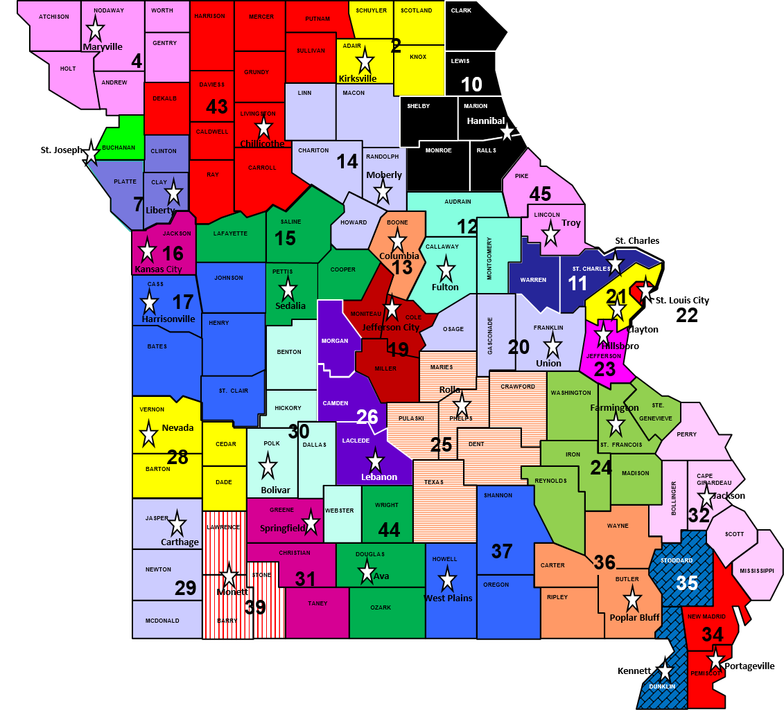Map of Districts Missouri State Public Defender